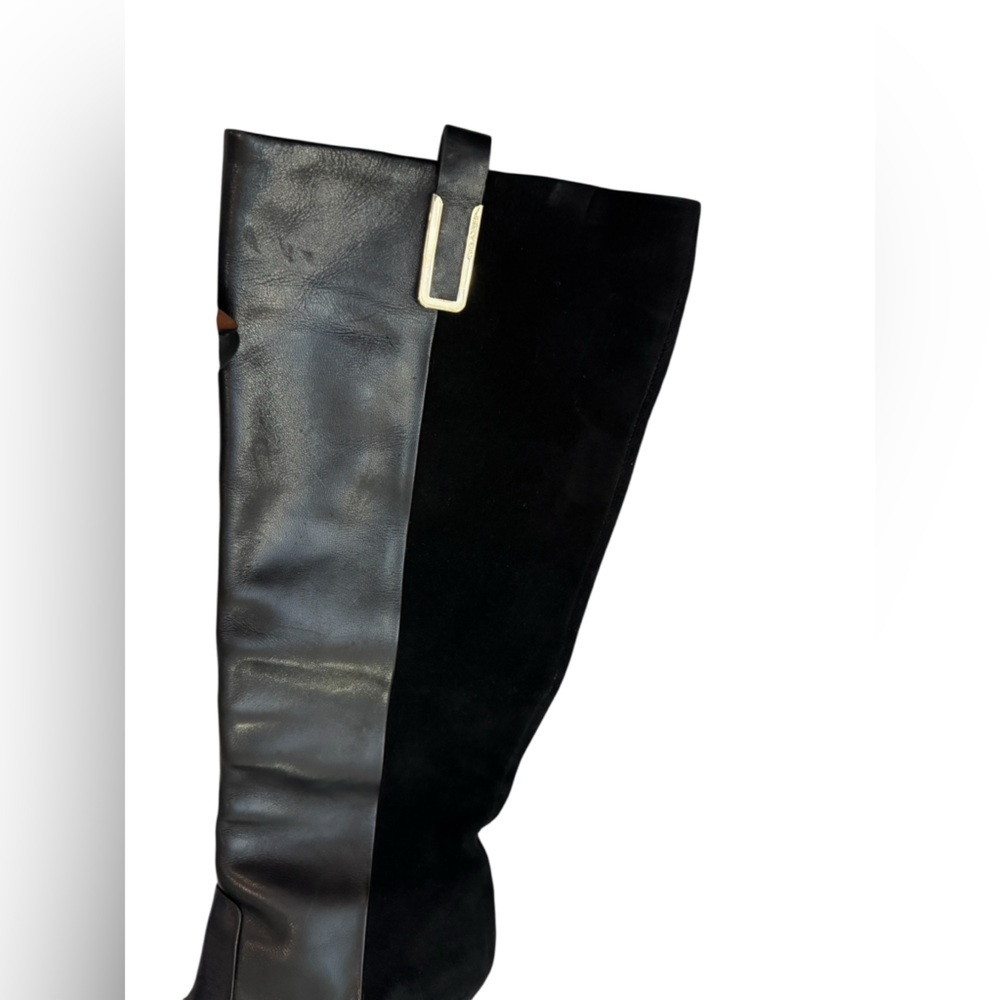 Coach Udell Vintage Black Leather Suede Boots Size 5 - Picture 7 of 11